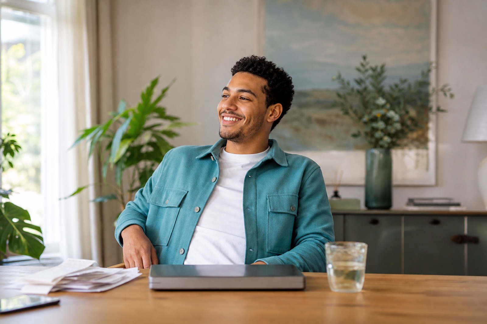 An entrepreneur after finishing his bookkeeping